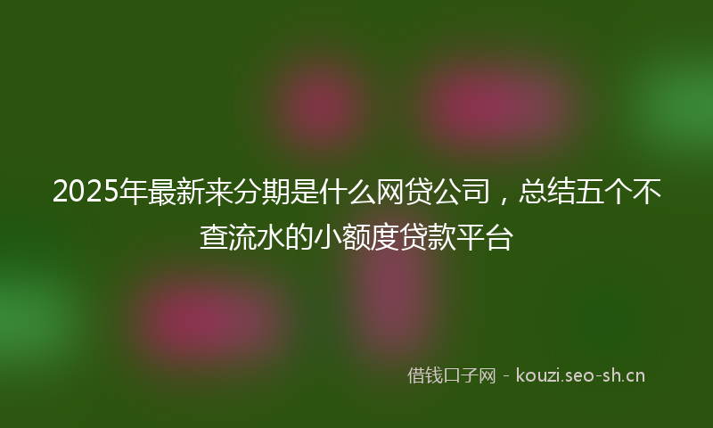 2025年最新来分期是什么网贷公司，总结五个不查流水的小额度贷款平台