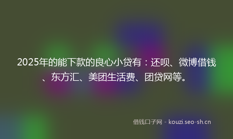 2025年的能下款的良心小贷有：还呗、微博借钱、东方汇、美团生活费、团贷网等。