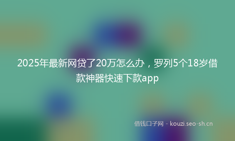 2025年最新网贷了20万怎么办，罗列5个18岁借款神器快速下款app