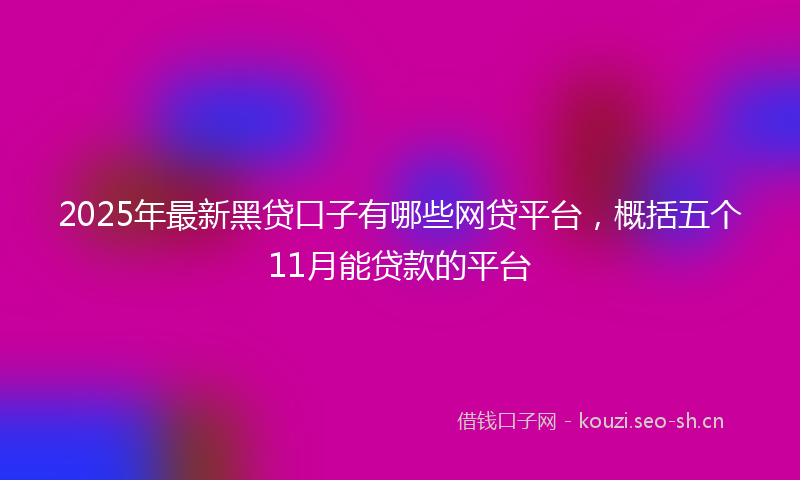 2025年最新黑贷口子有哪些网贷平台，概括五个11月能贷款的平台