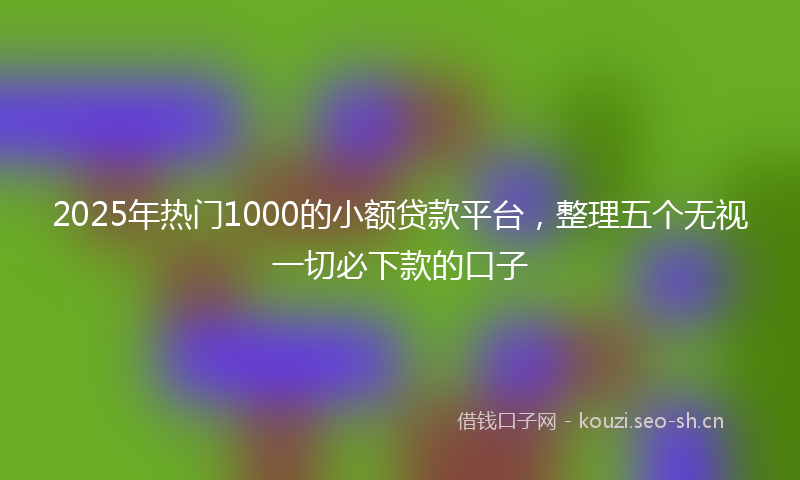 2025年热门1000的小额贷款平台，整理五个无视一切必下款的口子