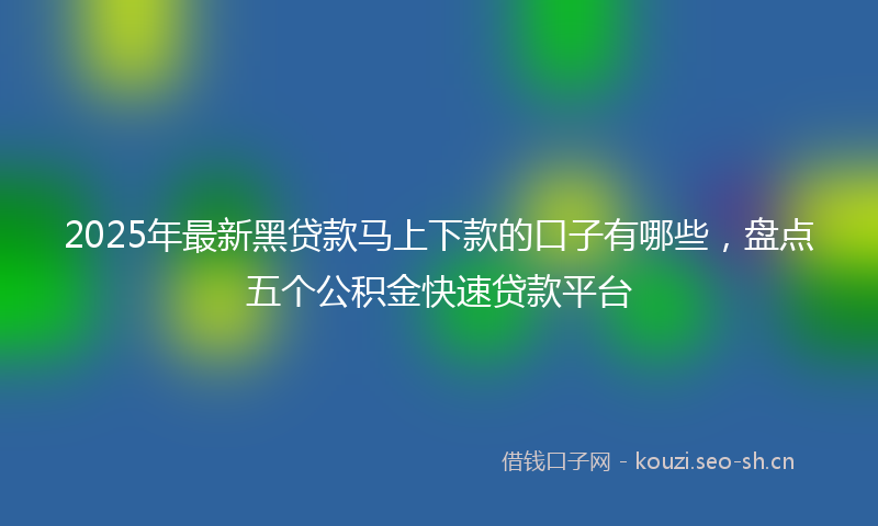 2025年最新黑贷款马上下款的口子有哪些，盘点五个公积金快速贷款平台