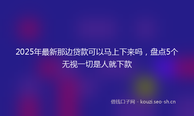 2025年最新那边贷款可以马上下来吗，盘点5个无视一切是人就下款