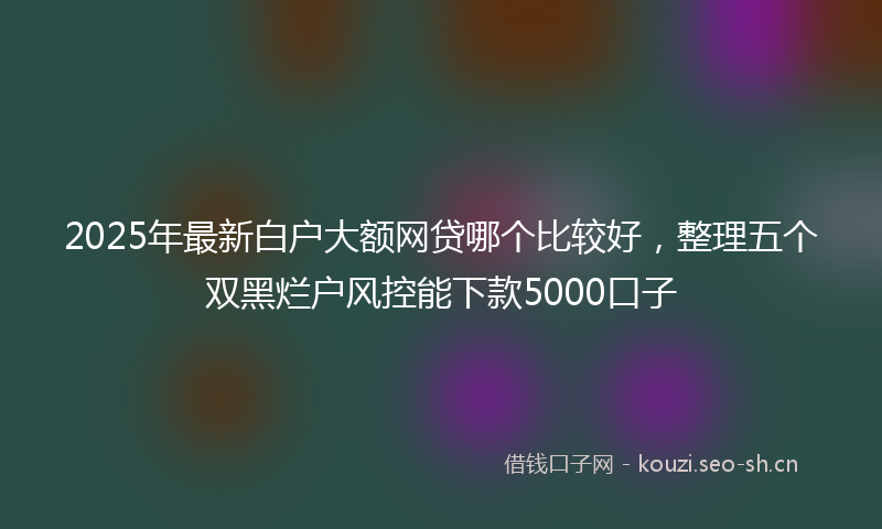 2025年最新白户大额网贷哪个比较好，整理五个双黑烂户风控能下款5000口子
