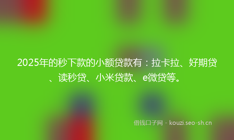 2025年的秒下款的小额贷款有：拉卡拉、好期贷、读秒贷、小米贷款、e微贷等。