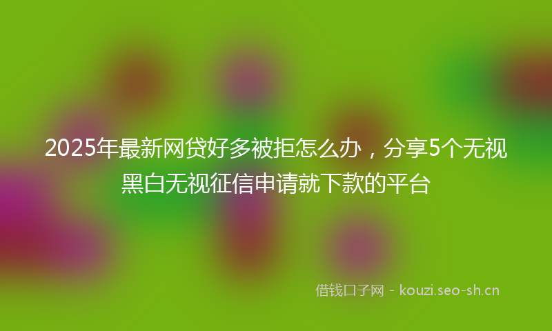 2025年最新网贷好多被拒怎么办，分享5个无视黑白无视征信申请就下款的平台