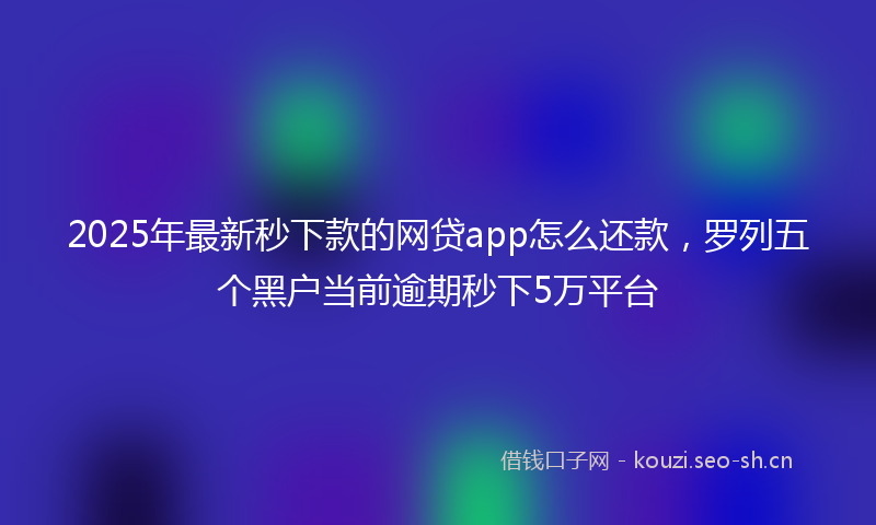 2025年最新秒下款的网贷app怎么还款，罗列五个黑户当前逾期秒下5万平台