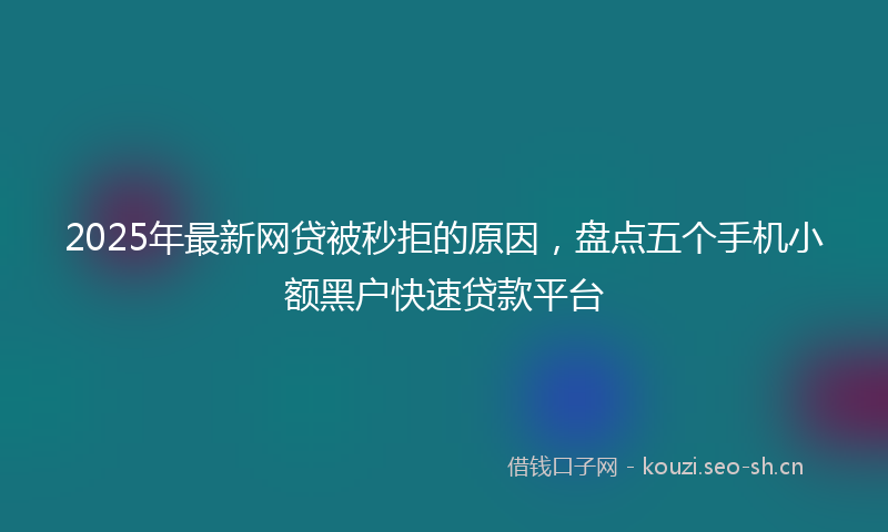 2025年最新网贷被秒拒的原因，盘点五个手机小额黑户快速贷款平台