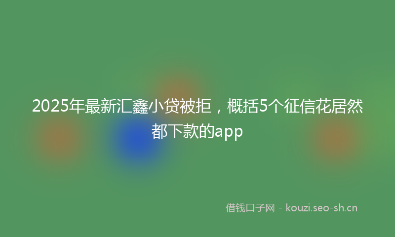 2025年最新汇鑫小贷被拒，概括5个征信花居然都下款的app