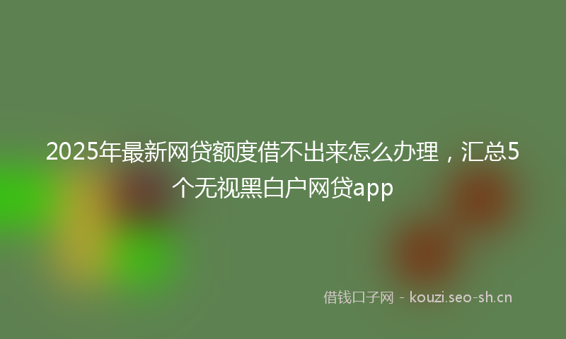 2025年最新网贷额度借不出来怎么办理，汇总5个无视黑白户网贷app