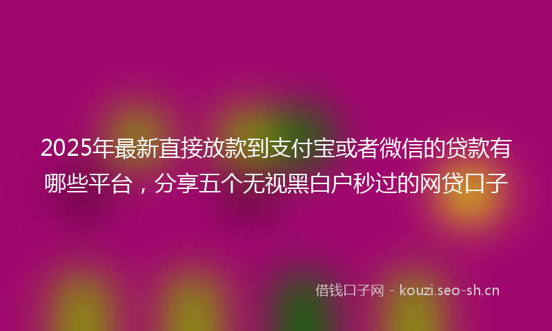 2025年最新直接放款到支付宝或者微信的贷款有哪些平台，分享五个无视黑白户秒过的网贷口子
