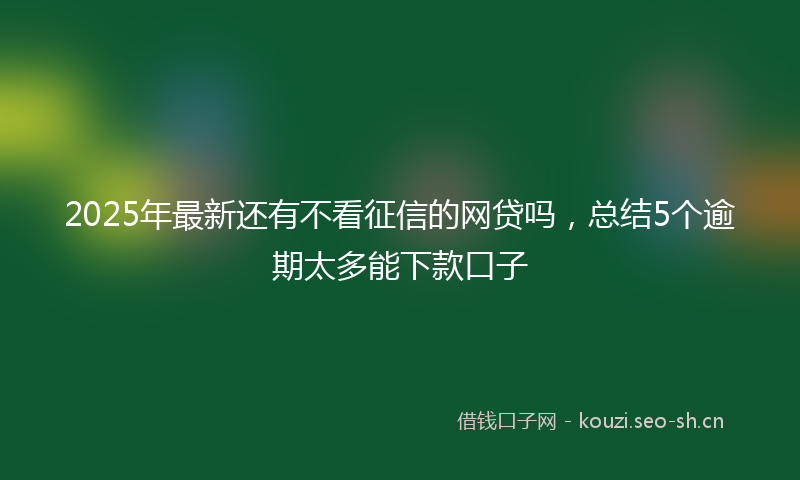 2025年最新还有不看征信的网贷吗，总结5个逾期太多能下款口子