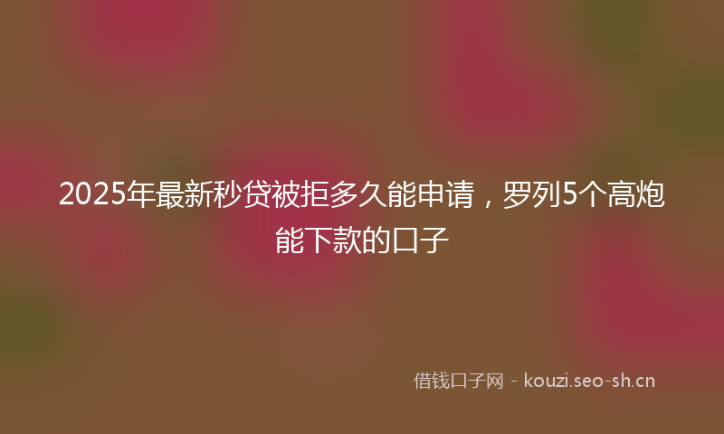 2025年最新秒贷被拒多久能申请，罗列5个高炮能下款的口子