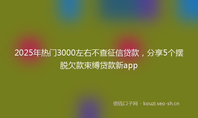 2025年热门3000左右不查征信贷款，分享5个摆脱欠款束缚贷款新app