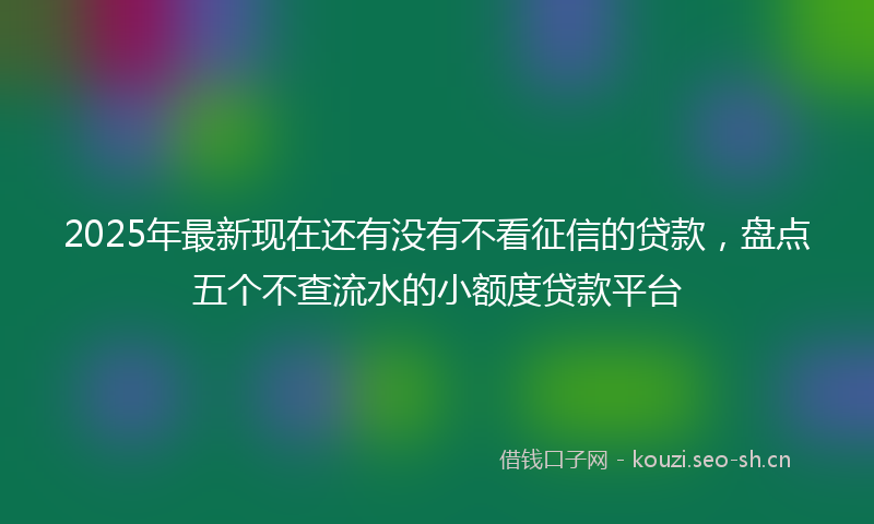 2025年最新现在还有没有不看征信的贷款，盘点五个不查流水的小额度贷款平台