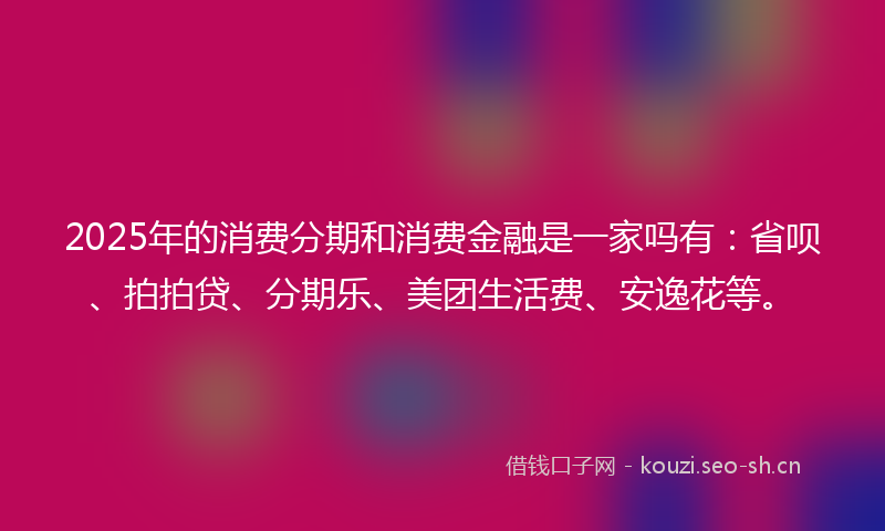 2025年的消费分期和消费金融是一家吗有：省呗、拍拍贷、分期乐、美团生活费、安逸花等。