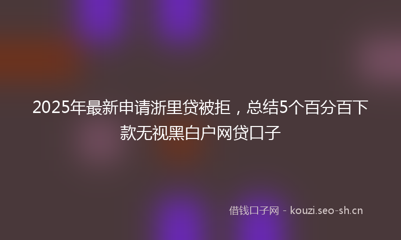 2025年最新申请浙里贷被拒，总结5个百分百下款无视黑白户网贷口子