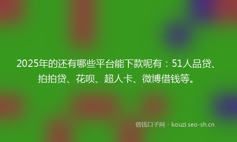 2025年的还有哪些平台能下款呢有：51人品贷、拍拍贷、花呗、超人卡、微博借钱等。