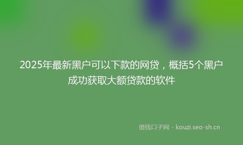 2025年最新黑户可以下款的网贷，概括5个黑户成功获取大额贷款的软件