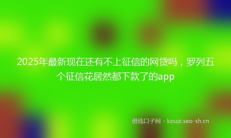2025年最新现在还有不上征信的网贷吗，罗列五个征信花居然都下款了的app