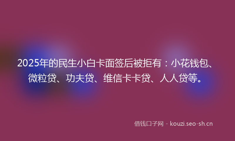 2025年的民生小白卡面签后被拒有：小花钱包、微粒贷、功夫贷、维信卡卡贷、人人贷等。