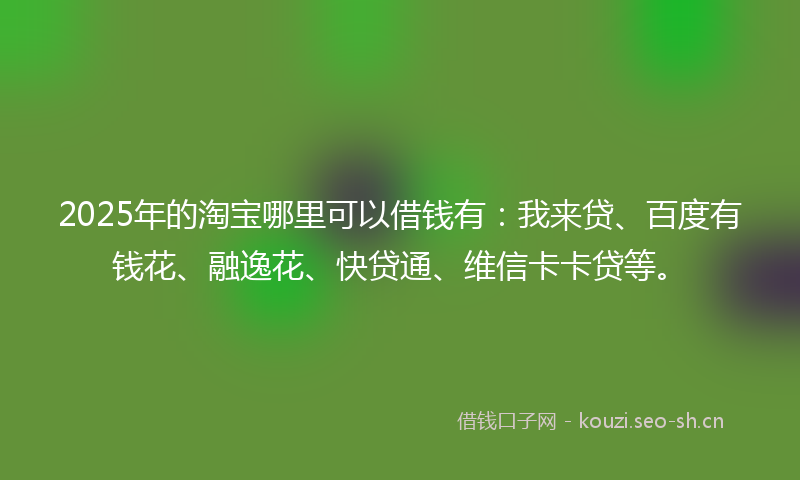 2025年的淘宝哪里可以借钱有：我来贷、百度有钱花、融逸花、快贷通、维信卡卡贷等。