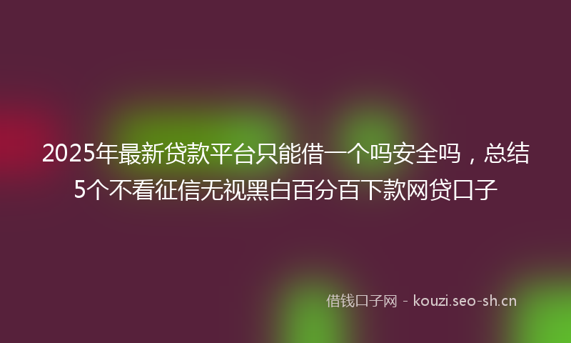 2025年最新贷款平台只能借一个吗安全吗，总结5个不看征信无视黑白百分百下款网贷口子