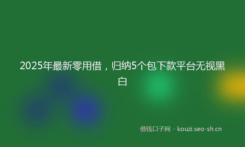 2025年最新零用借，归纳5个包下款平台无视黑白