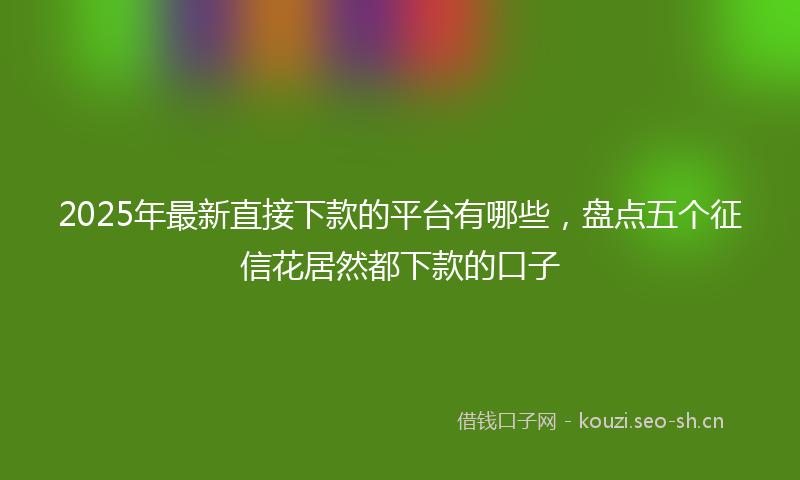 2025年最新直接下款的平台有哪些，盘点五个征信花居然都下款的口子