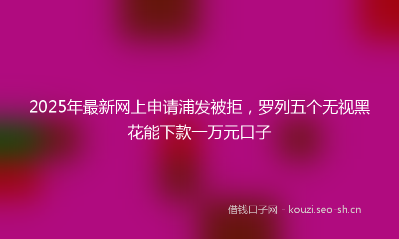 2025年最新网上申请浦发被拒，罗列五个无视黑花能下款一万元口子