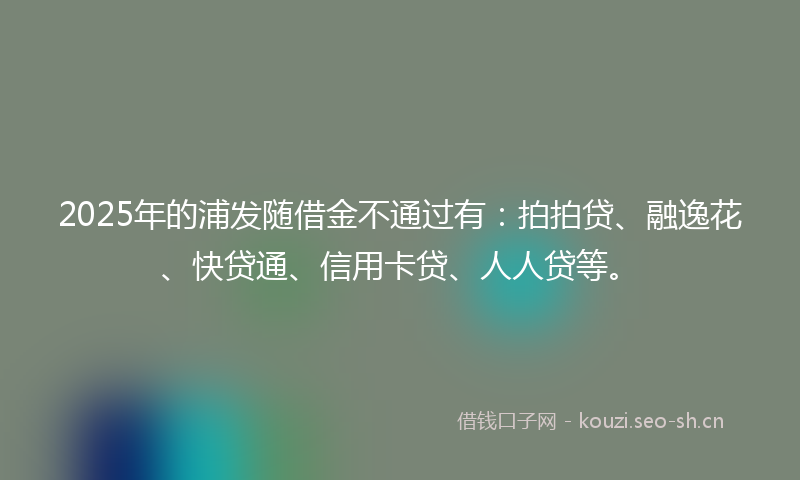 2025年的浦发随借金不通过有：拍拍贷、融逸花、快贷通、信用卡贷、人人贷等。