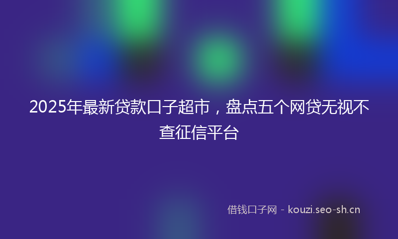 2025年最新贷款口子超市，盘点五个网贷无视不查征信平台