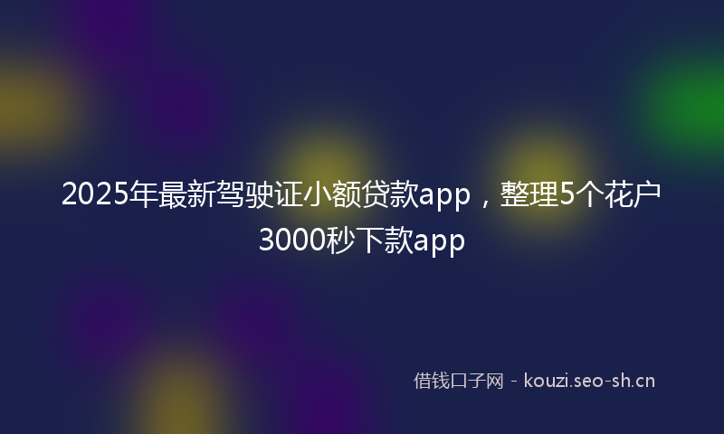 2025年最新驾驶证小额贷款app，整理5个花户3000秒下款app