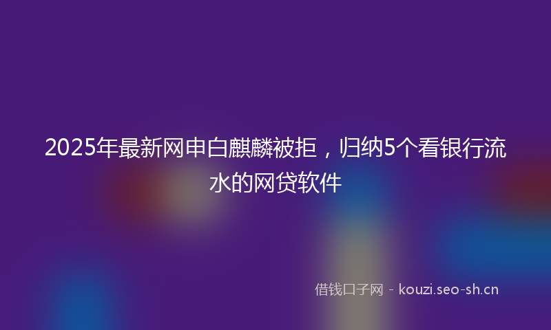 2025年最新网申白麒麟被拒，归纳5个看银行流水的网贷软件