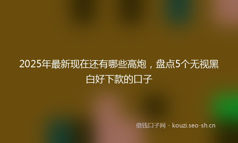 2025年最新现在还有哪些高炮，盘点5个无视黑白好下款的口子