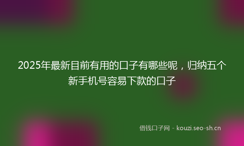 2025年最新目前有用的口子有哪些呢，归纳五个新手机号容易下款的口子