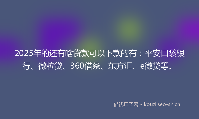 2025年的还有啥贷款可以下款的有：平安口袋银行、微粒贷、360借条、东方汇、e微贷等。