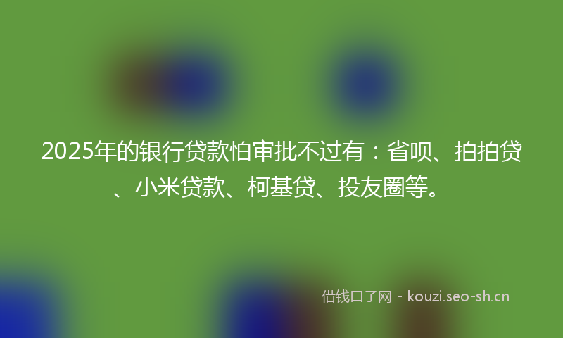 2025年的银行贷款怕审批不过有：省呗、拍拍贷、小米贷款、柯基贷、投友圈等。