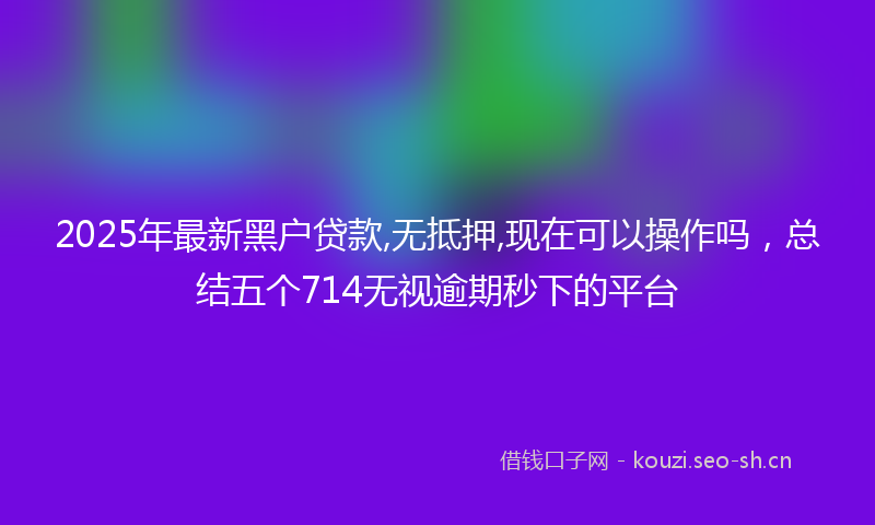 2025年最新黑户贷款,无抵押,现在可以操作吗，总结五个714无视逾期秒下的平台