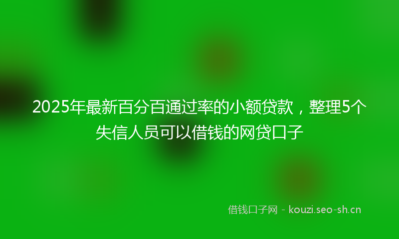 2025年最新百分百通过率的小额贷款，整理5个失信人员可以借钱的网贷口子