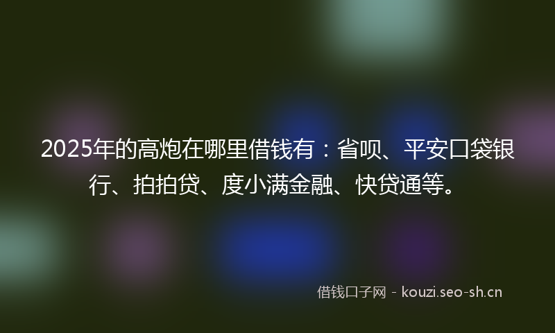 2025年的高炮在哪里借钱有：省呗、平安口袋银行、拍拍贷、度小满金融、快贷通等。
