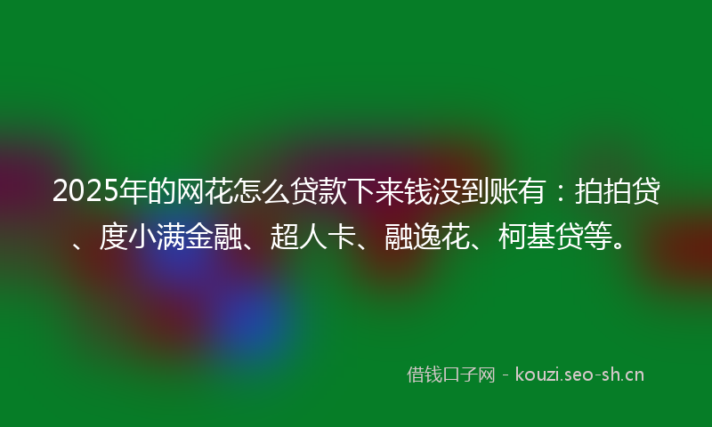 2025年的网花怎么贷款下来钱没到账有：拍拍贷、度小满金融、超人卡、融逸花、柯基贷等。