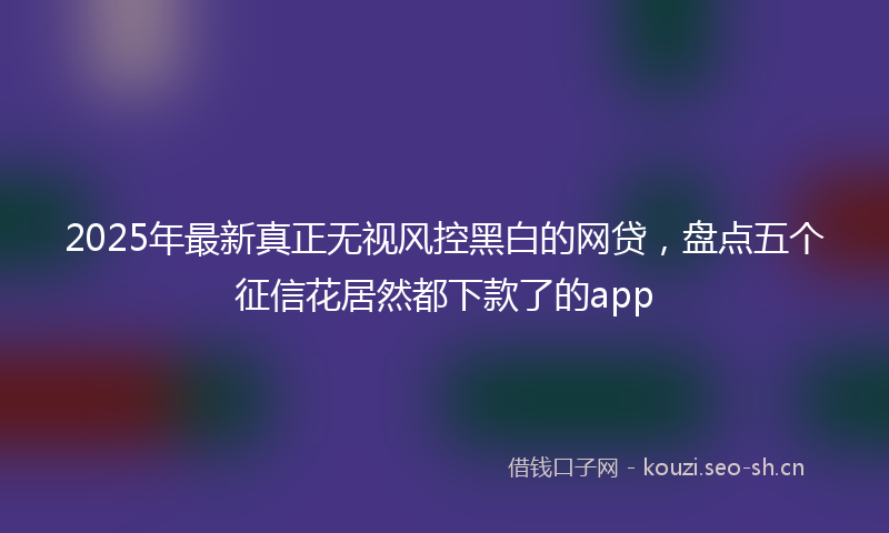 2025年最新真正无视风控黑白的网贷，盘点五个征信花居然都下款了的app