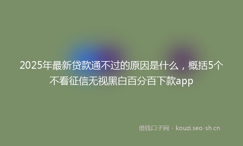 2025年最新贷款通不过的原因是什么，概括5个不看征信无视黑白百分百下款app