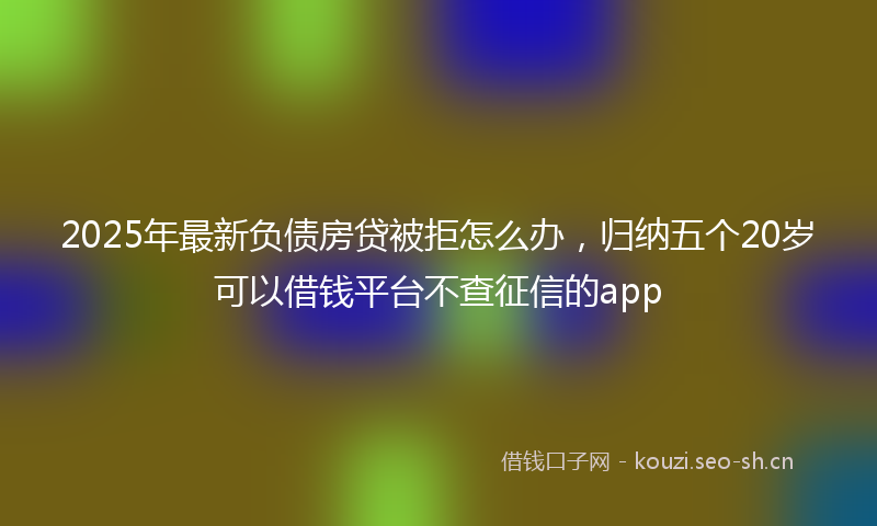 2025年最新负债房贷被拒怎么办，归纳五个20岁可以借钱平台不查征信的app
