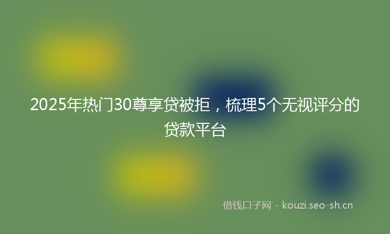 2025年热门30尊享贷被拒，梳理5个无视评分的贷款平台