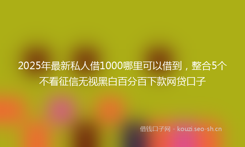 2025年最新私人借1000哪里可以借到，整合5个不看征信无视黑白百分百下款网贷口子