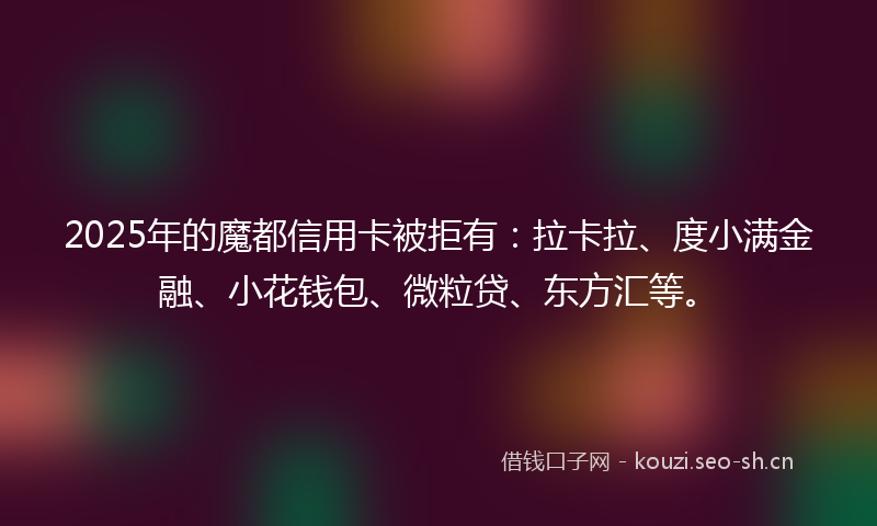 2025年的魔都信用卡被拒有：拉卡拉、度小满金融、小花钱包、微粒贷、东方汇等。
