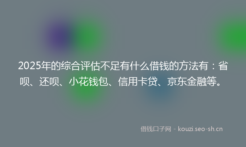 2025年的综合评估不足有什么借钱的方法有：省呗、还呗、小花钱包、信用卡贷、京东金融等。