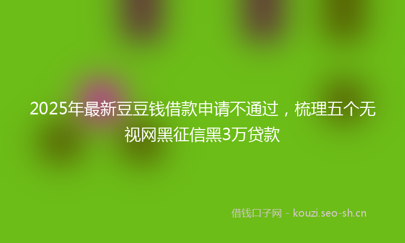 2025年最新豆豆钱借款申请不通过，梳理五个无视网黑征信黑3万贷款